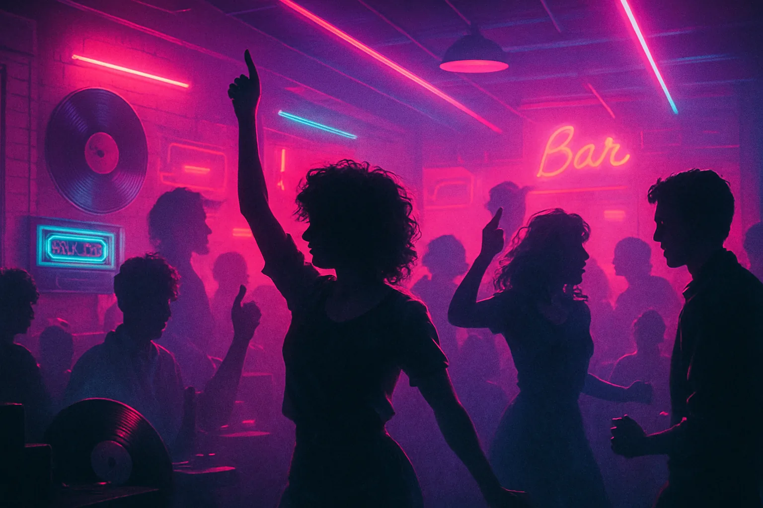Soirée années 80 avec néons et ambiance rétro