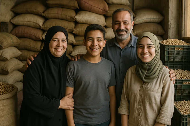 Family team at the wholesale nuts warehouse